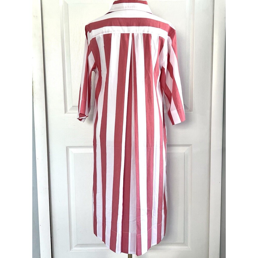 Striped Pink and White Midi Shirt Dress - Women - Picture 3 of 5